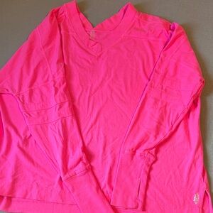 Free People Movement Vibrant Pink Long Sleeve Oversized Top